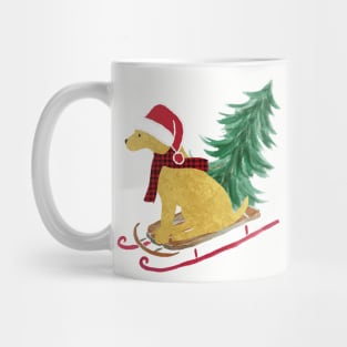 Golden Retriever Christmas Sled Mug